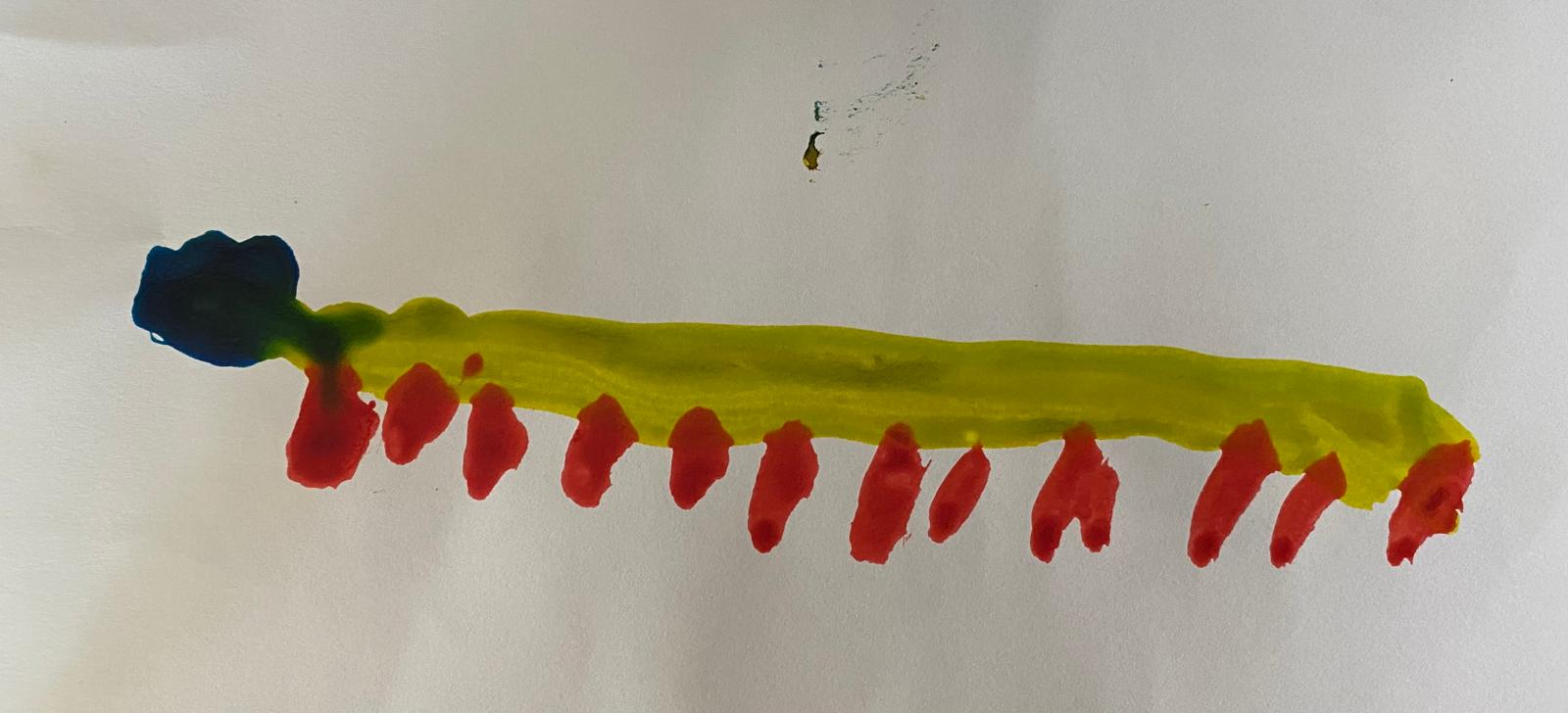 Caterpillar painting by a child