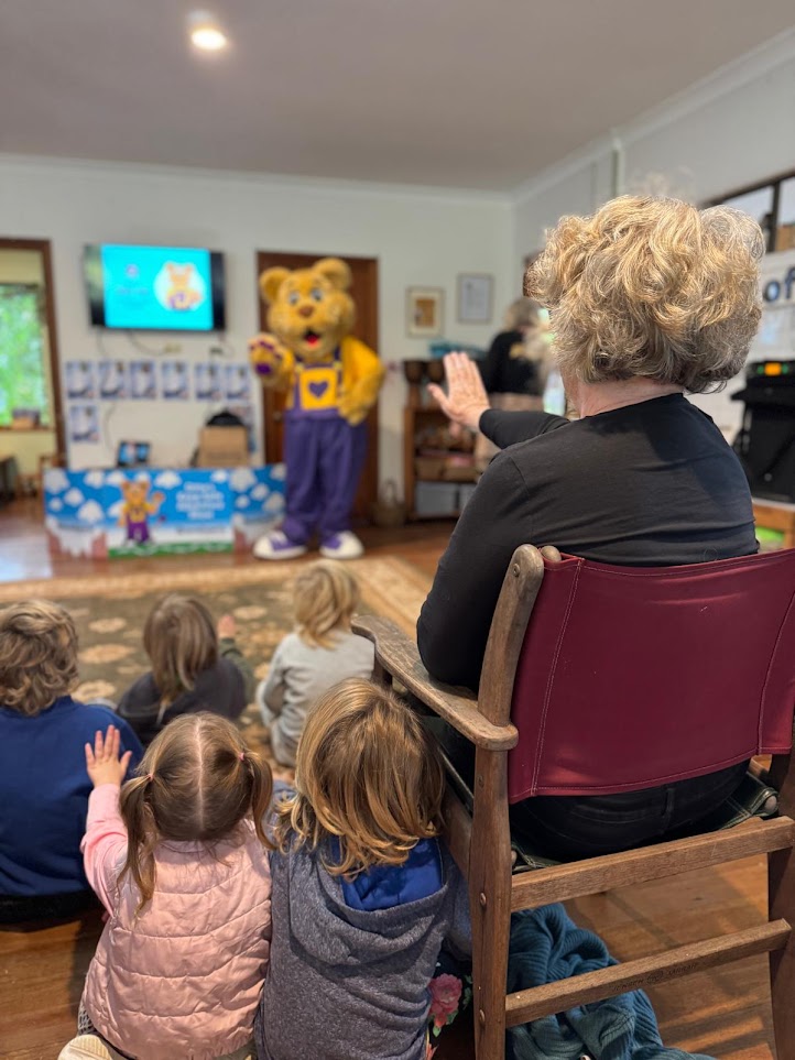 Story time with a special bear visitor