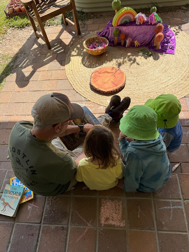 Dinosaur play with a Grand Friend